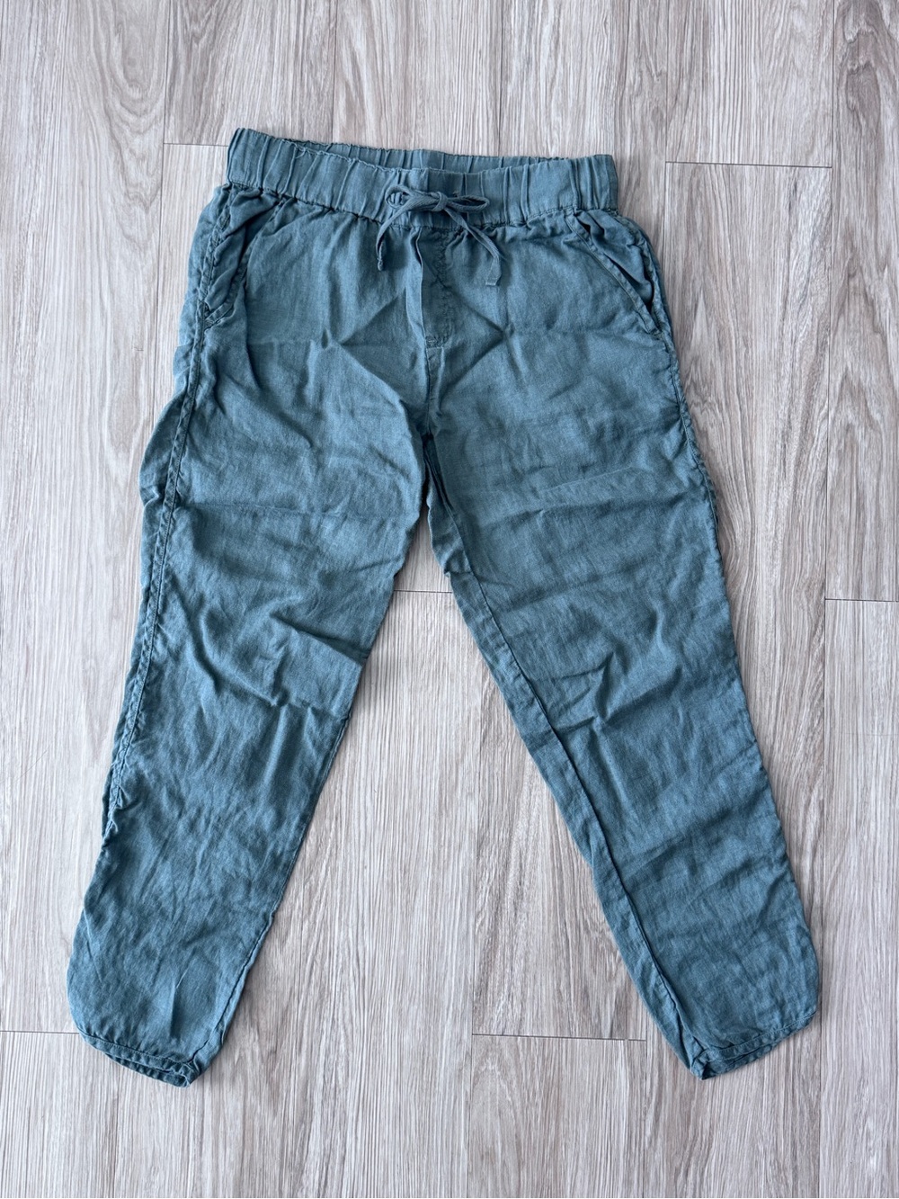 Caslon Linen Jogger Pants Olive Green Drawstring XS